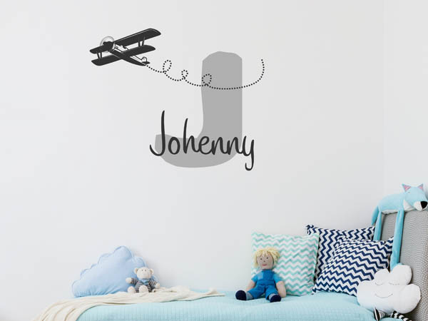 Wandtattoo Johenny mit Flugzeug