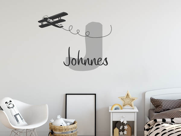Wandtattoo Johnnes mit Flugzeug
