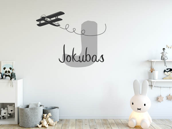 Wandtattoo Jokubas mit Flugzeug