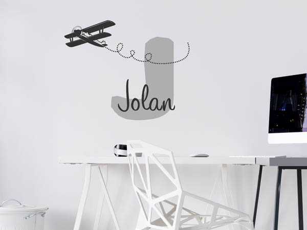 Wandtattoo Jolan mit Flugzeug