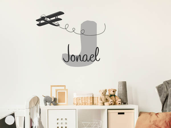 Wandtattoo Jonael mit Flugzeug