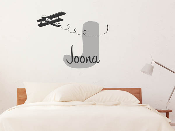 Wandtattoo Joona mit Flugzeug