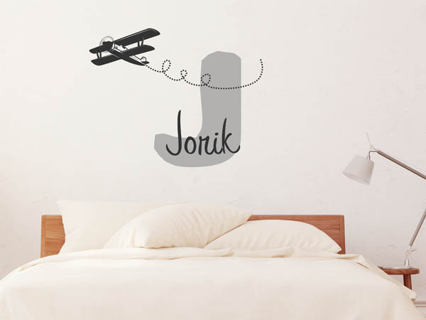 Wandtattoo Jorik mit Flugzeug