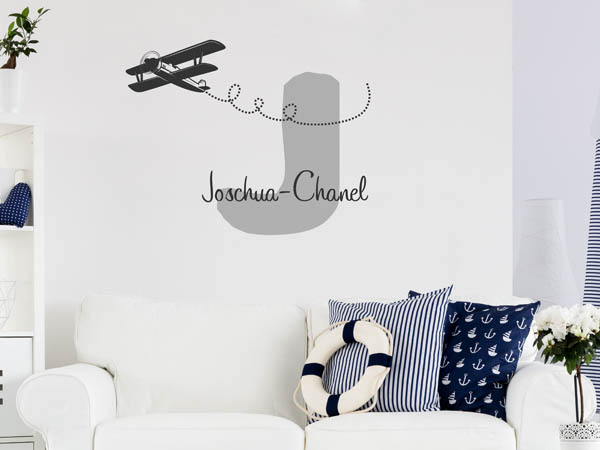 Wandtattoo Joschua-Chanel mit Flugzeug