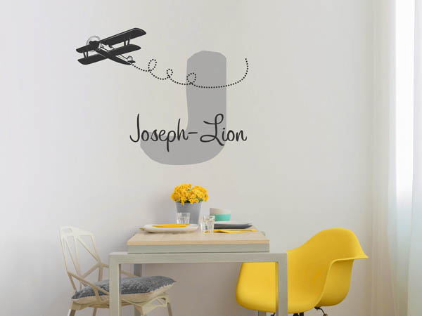 Wandtattoo Joseph-Lion mit Flugzeug