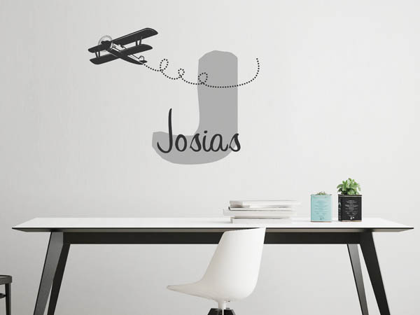 Wandtattoo Josias mit Flugzeug