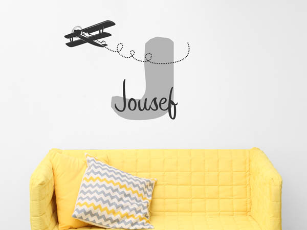 Wandtattoo Jousef mit Flugzeug
