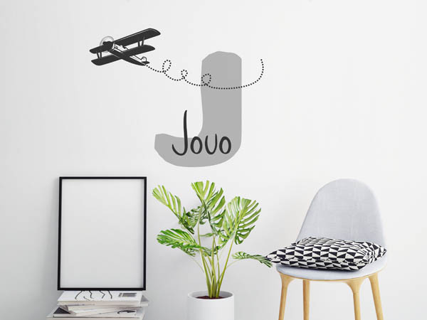 Wandtattoo Jovo mit Flugzeug