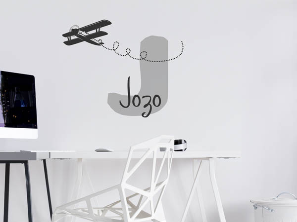 Wandtattoo Jozo mit Flugzeug