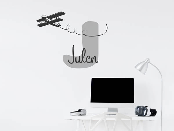 Wandtattoo Julen mit Flugzeug