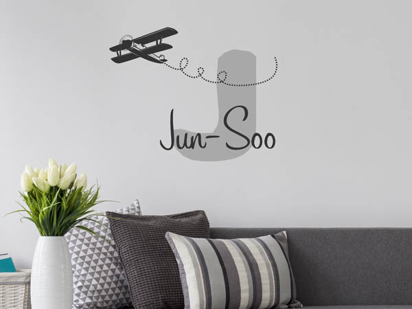 Wandtattoo Jun-Soo mit Flugzeug