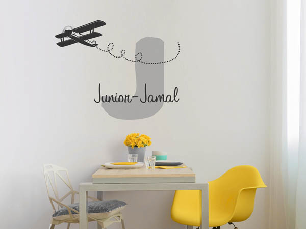 Wandtattoo Junior-Jamal mit Flugzeug