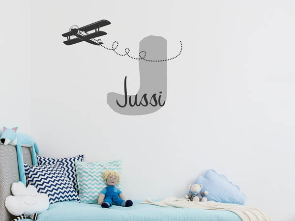 Wandtattoo Jussi mit Flugzeug