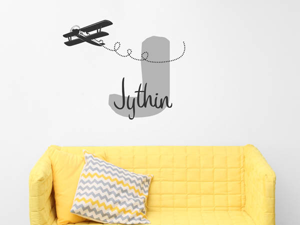 Wandtattoo Jythin mit Flugzeug