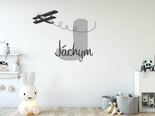 Wandtattoo Jáchym mit Flugzeug
