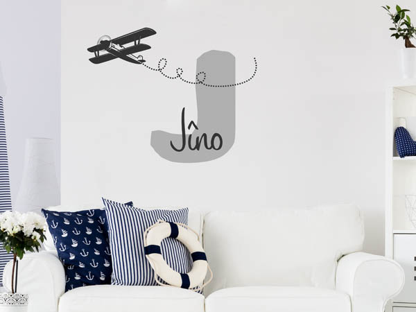Wandtattoo Jîno mit Flugzeug