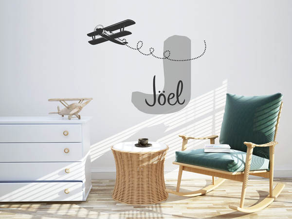 Wandtattoo Jöel mit Flugzeug