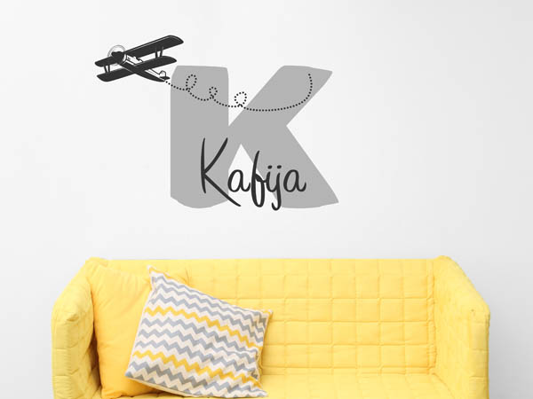 Wandtattoo Kafija mit Flugzeug