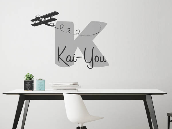Wandtattoo Kai-You mit Flugzeug