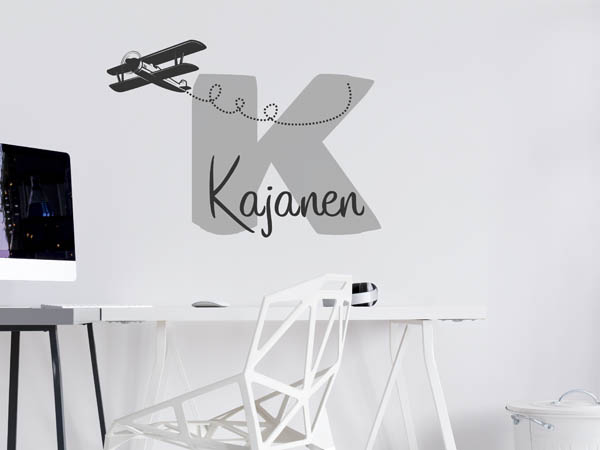 Wandtattoo Kajanen mit Flugzeug