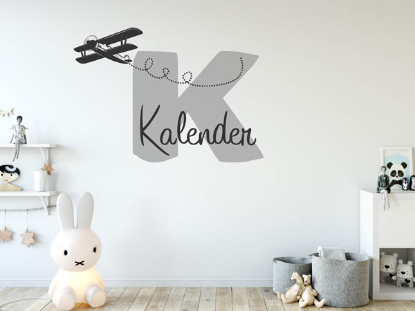 Wandtattoo Kalender mit Flugzeug