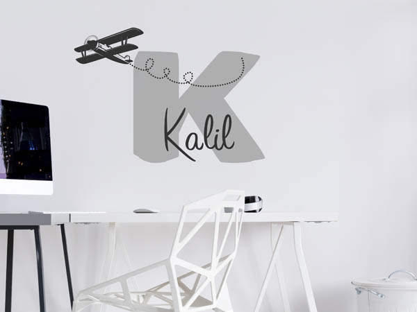 Wandtattoo Kalil mit Flugzeug