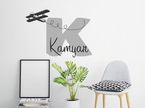 Wandtattoo Kamyar mit Flugzeug