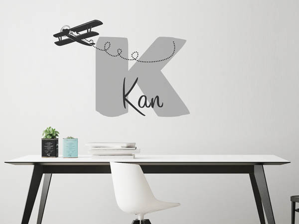 Wandtattoo Kan mit Flugzeug