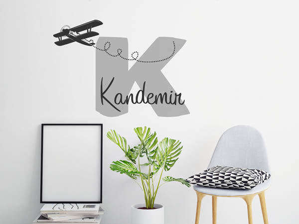 Wandtattoo Kandemir mit Flugzeug