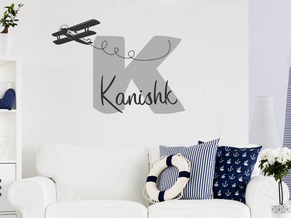 Wandtattoo Kanishk mit Flugzeug