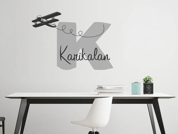 Wandtattoo Karikalan mit Flugzeug