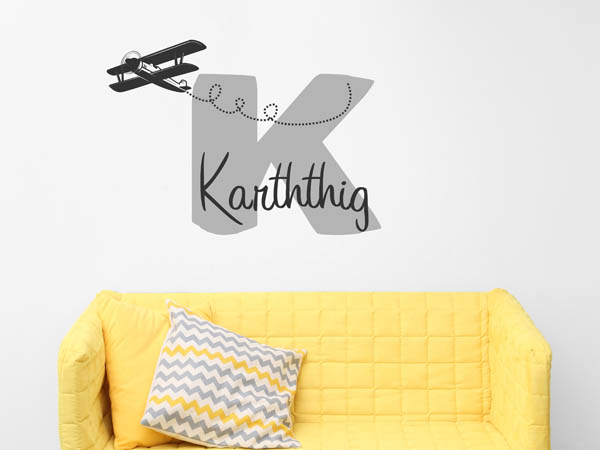 Wandtattoo Karththig mit Flugzeug