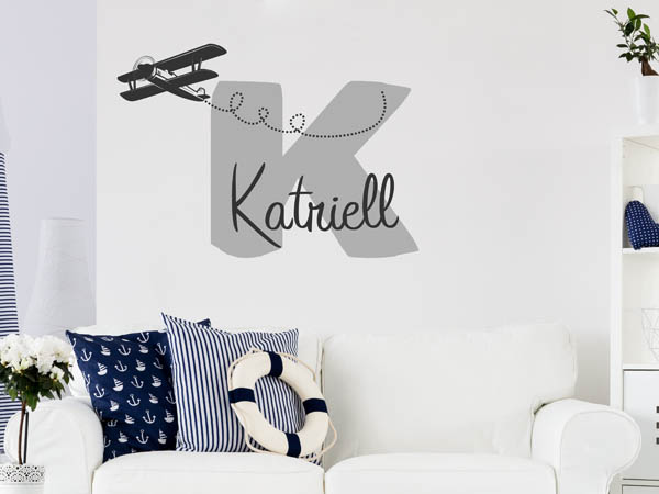 Wandtattoo Katriell mit Flugzeug
