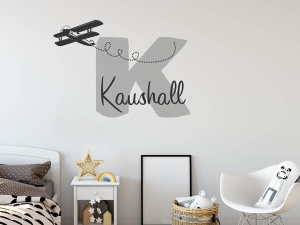 Wandtattoo Kaushall mit Flugzeug