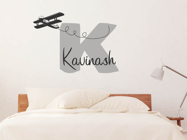 Wandtattoo Kavinash mit Flugzeug