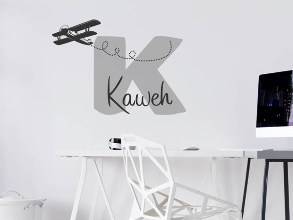 Wandtattoo Kaweh mit Flugzeug