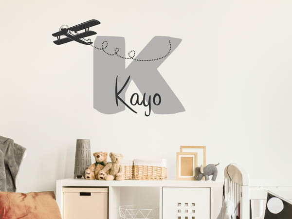 Wandtattoo Kayo mit Flugzeug