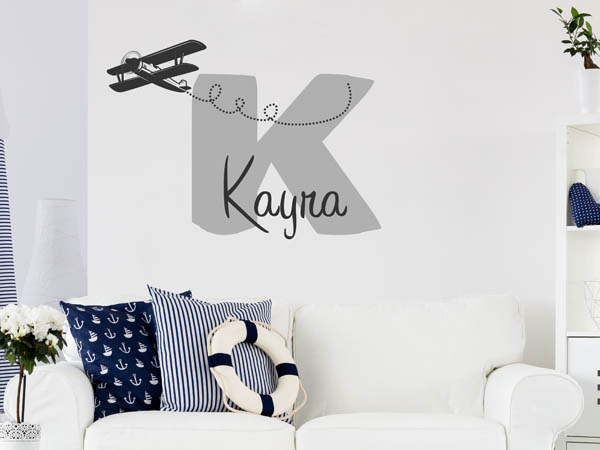 Wandtattoo Kayra mit Flugzeug