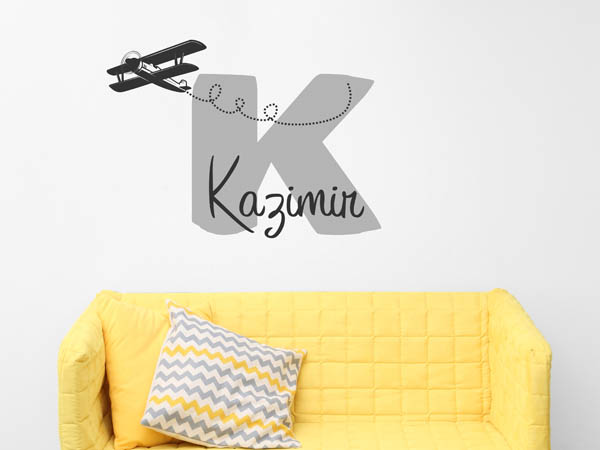 Wandtattoo Kazimir mit Flugzeug