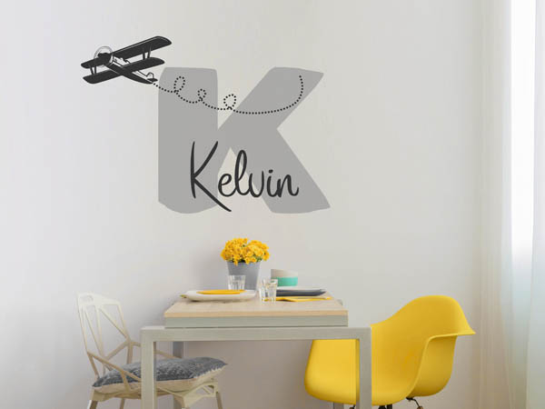 Wandtattoo Kelvin mit Flugzeug