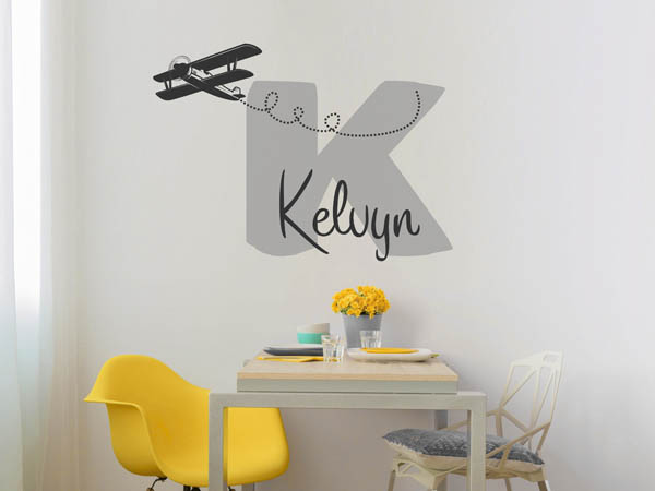 Wandtattoo Kelvyn mit Flugzeug