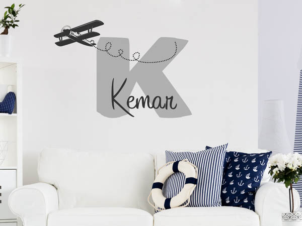 Wandtattoo Kemar mit Flugzeug