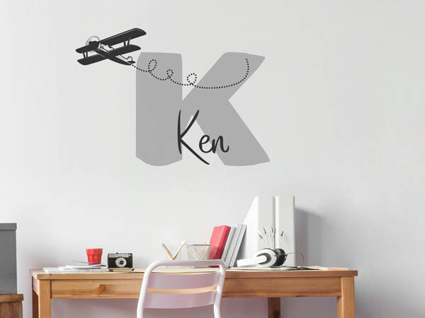 Wandtattoo Ken mit Flugzeug