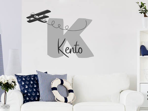 Wandtattoo Kento mit Flugzeug
