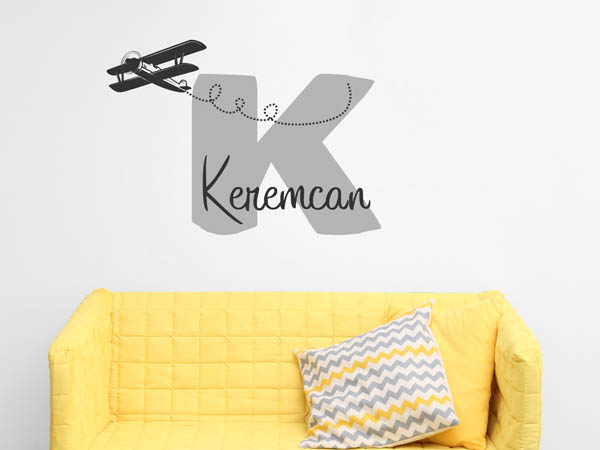 Wandtattoo Keremcan mit Flugzeug