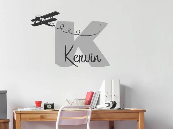 Wandtattoo Kervin mit Flugzeug