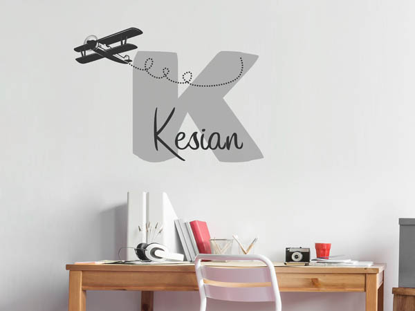 Wandtattoo Kesian mit Flugzeug