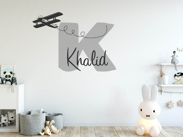 Wandtattoo Khalid mit Flugzeug