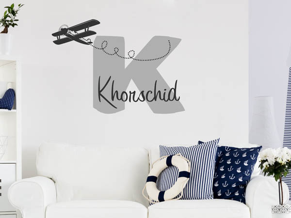 Wandtattoo Khorschid mit Flugzeug