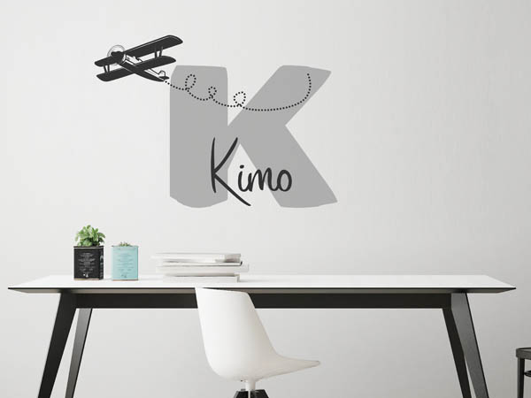 Wandtattoo Kimo mit Flugzeug